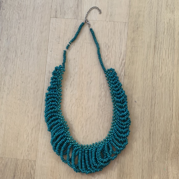 Turquoise wooden bead tribal necklace - Picture 5 of 5